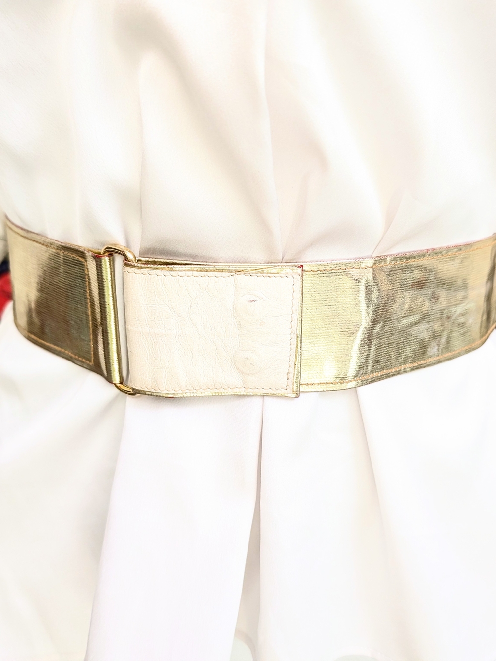 Vintage Judith Leiber Metallic Gold Wide Waist Belt